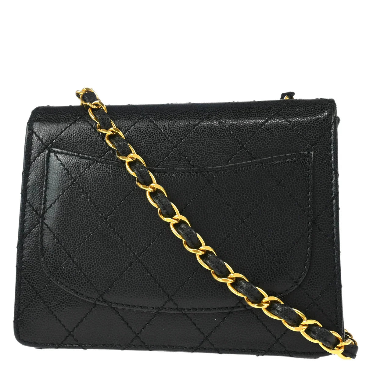 Chanel Black Caviar Mini Classic Square Flap Shoulder Bag