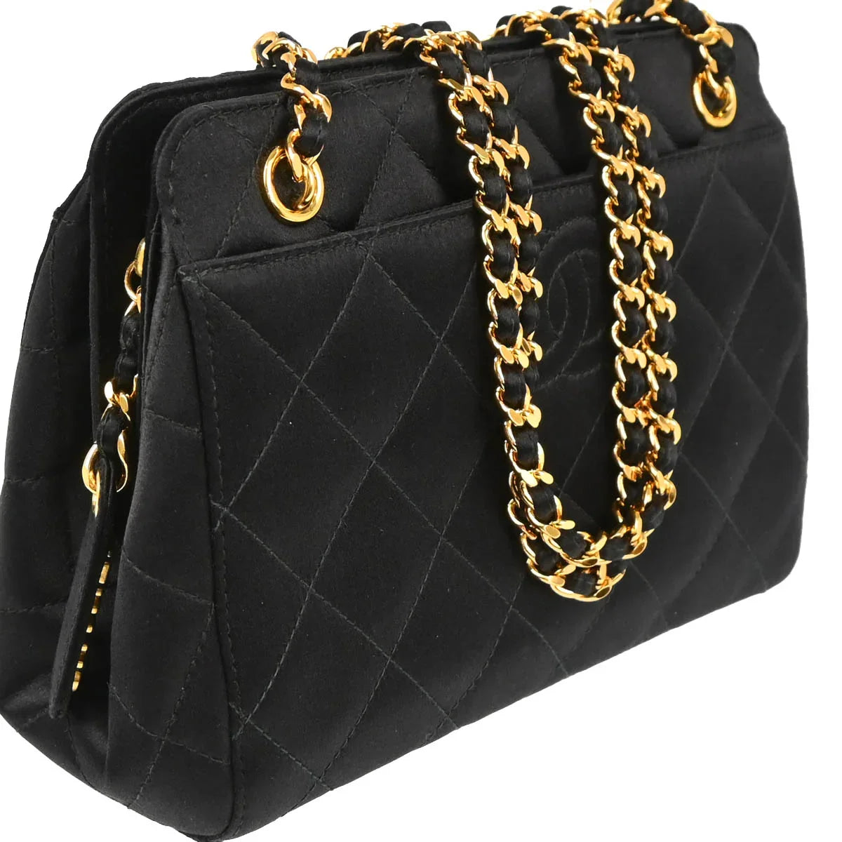 Chanel 1996-1997 Black Satin Handbag