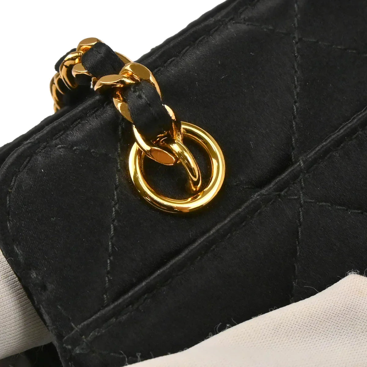 Chanel 1996-1997 Black Satin Handbag