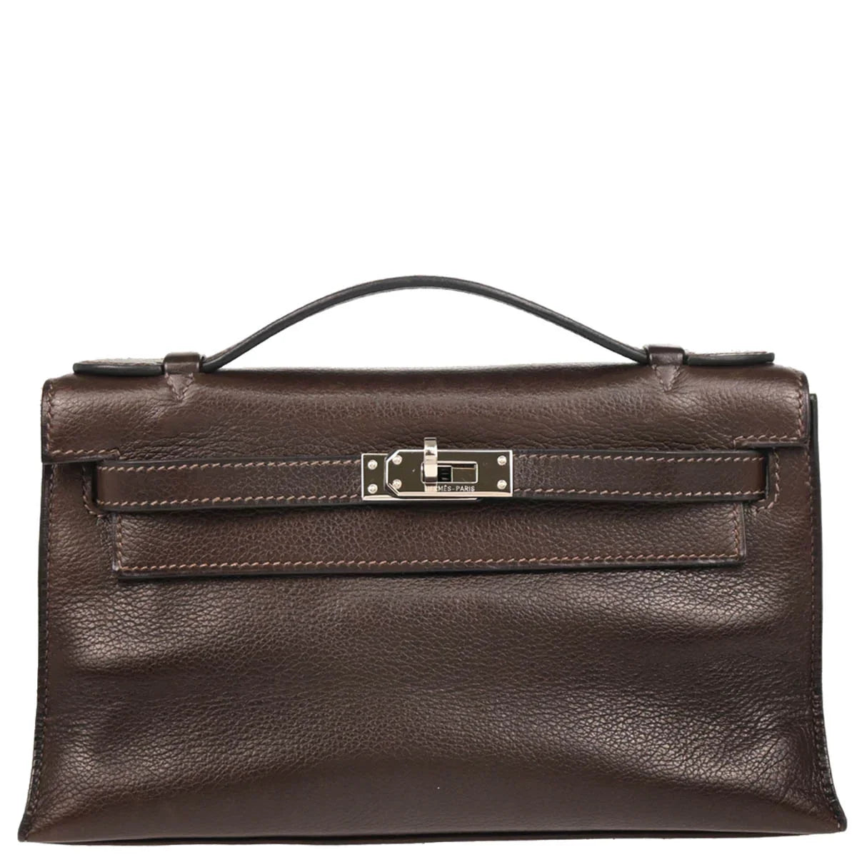 Hermes 2005 Ebene Evergrain Kelly Pochette Handbag