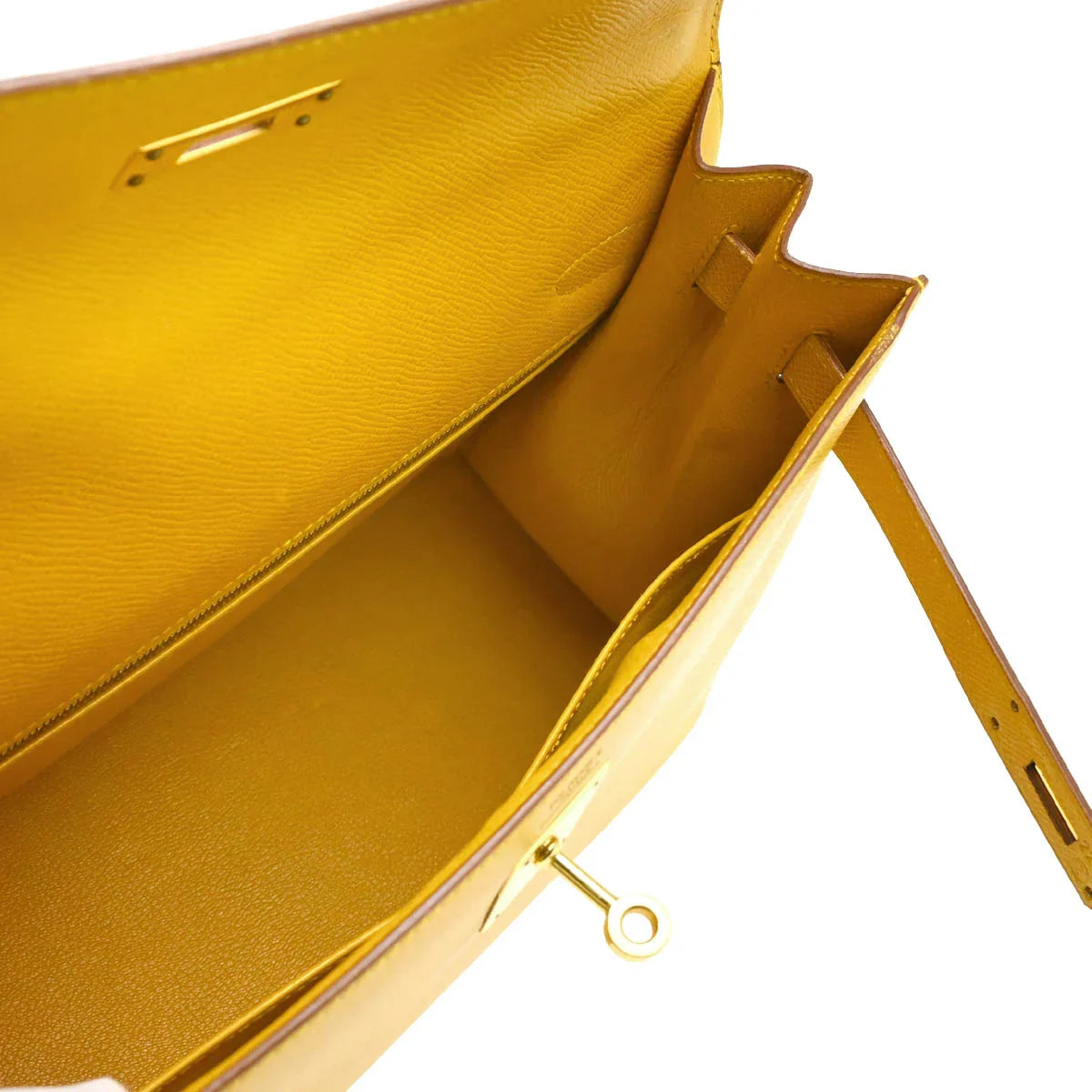 Hermes Jaune Courchevel Kelly 32 Sellier Handbag