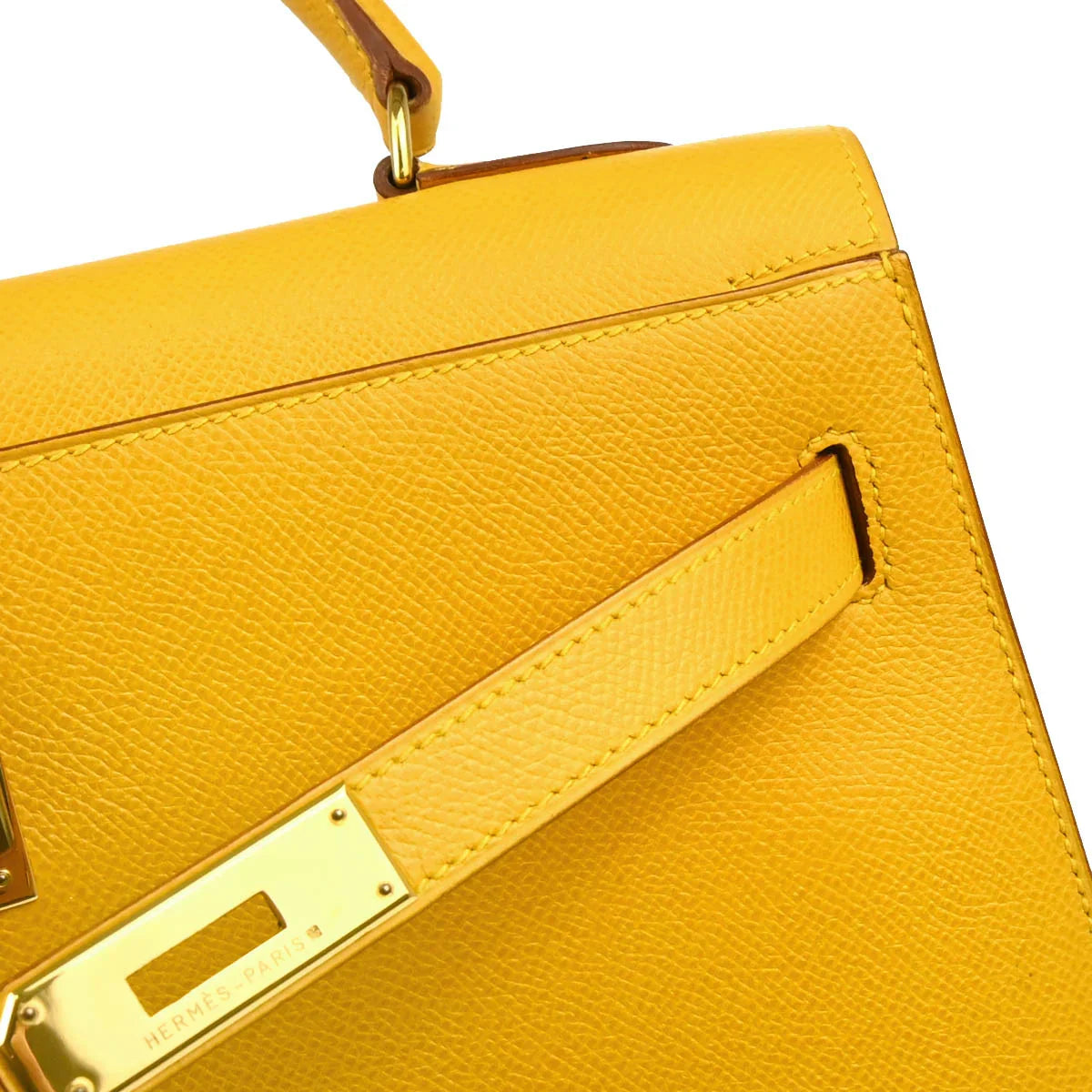 Hermes Jaune Courchevel Kelly 32 Sellier Handbag
