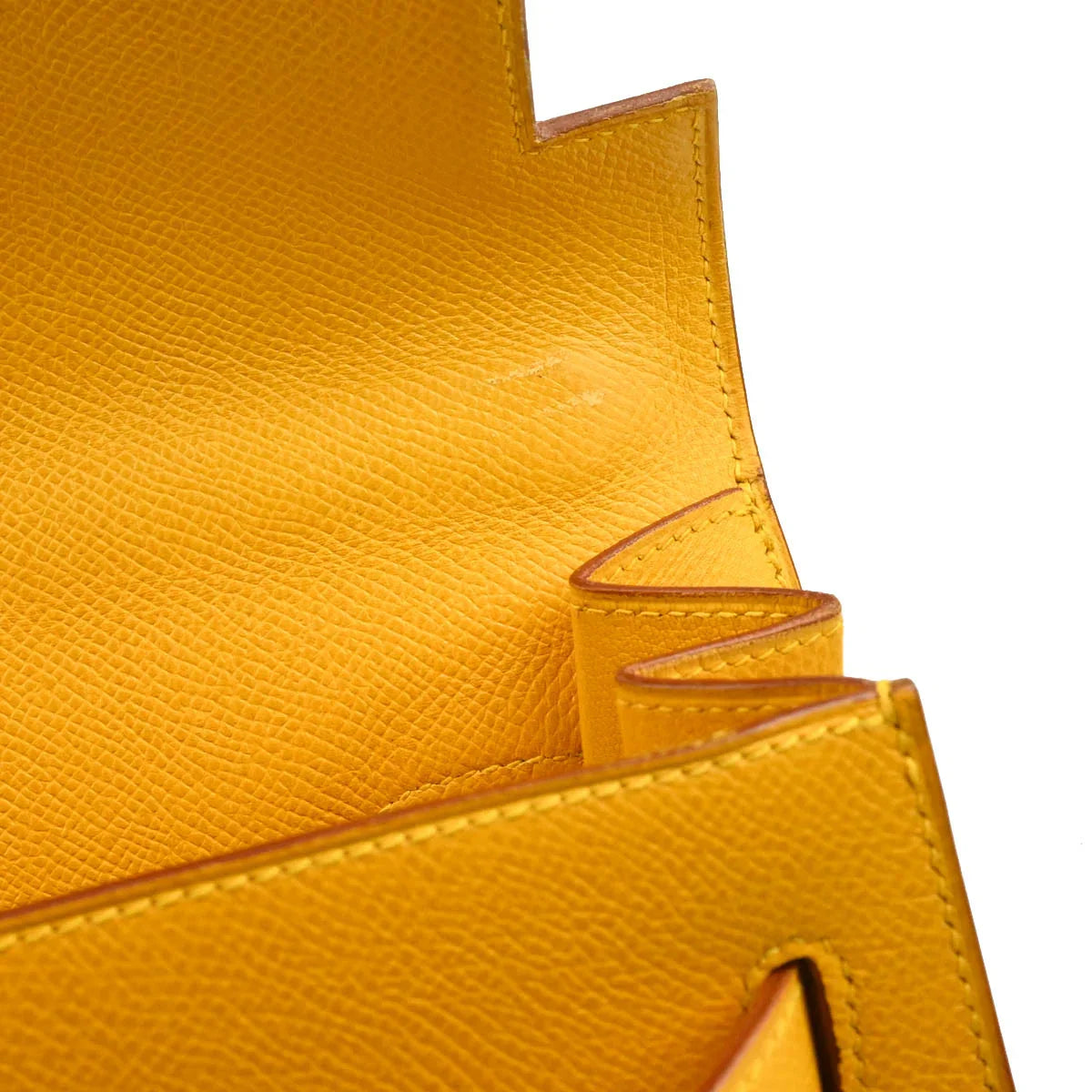 Hermes Jaune Courchevel Kelly 32 Sellier Handbag