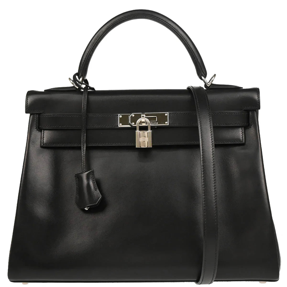 Hermes Black Box Calf Kelly 32 Retourne 2way Shoulder Handbag