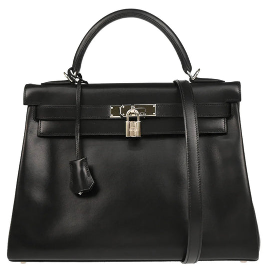 Hermes Black Box Calf Kelly 32 Retourne 2way Shoulder Handbag