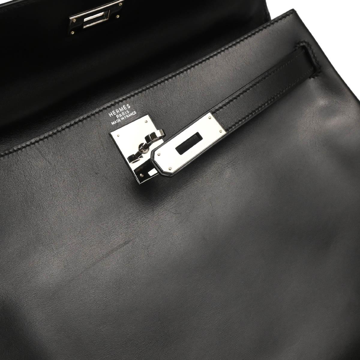 Hermes Black Box Calf Kelly 32 Retourne 2way Shoulder Handbag