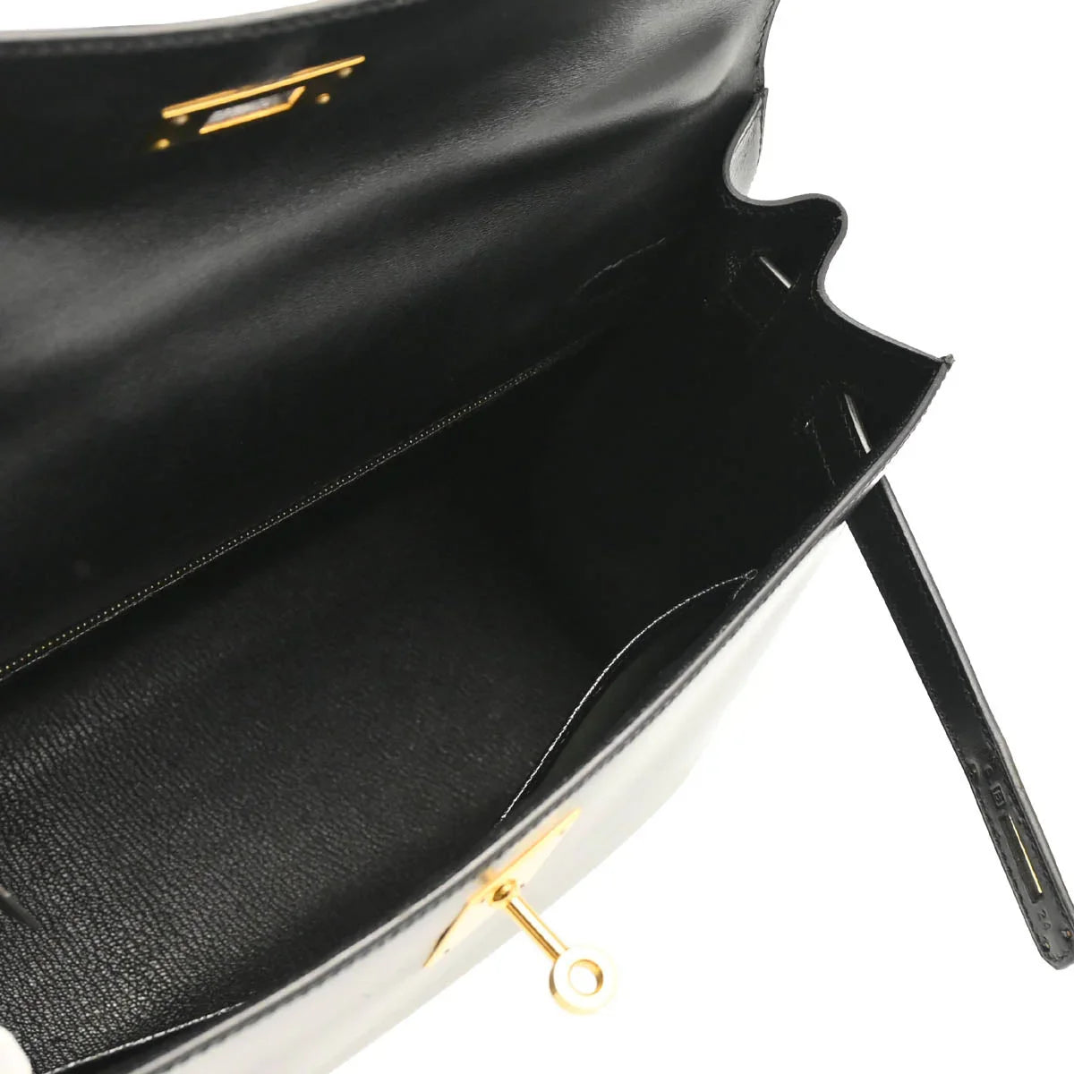 Hermes Black Box Calf Kelly 32 Sellier Handbag
