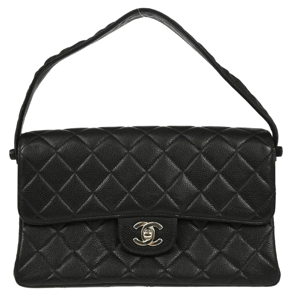 Chanel Black Caviar Double Sided Classic Flap Shoulder Bag