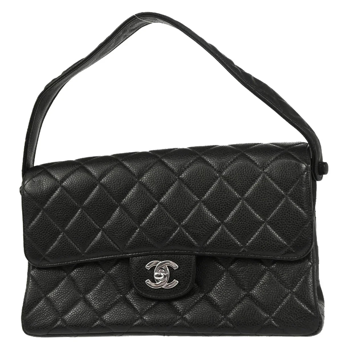 Chanel Black Caviar Double Sided Classic Flap Shoulder Bag