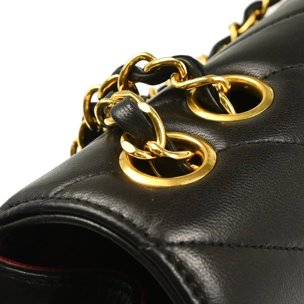 Chanel Black Lambskin Chevron Shoulder Bag