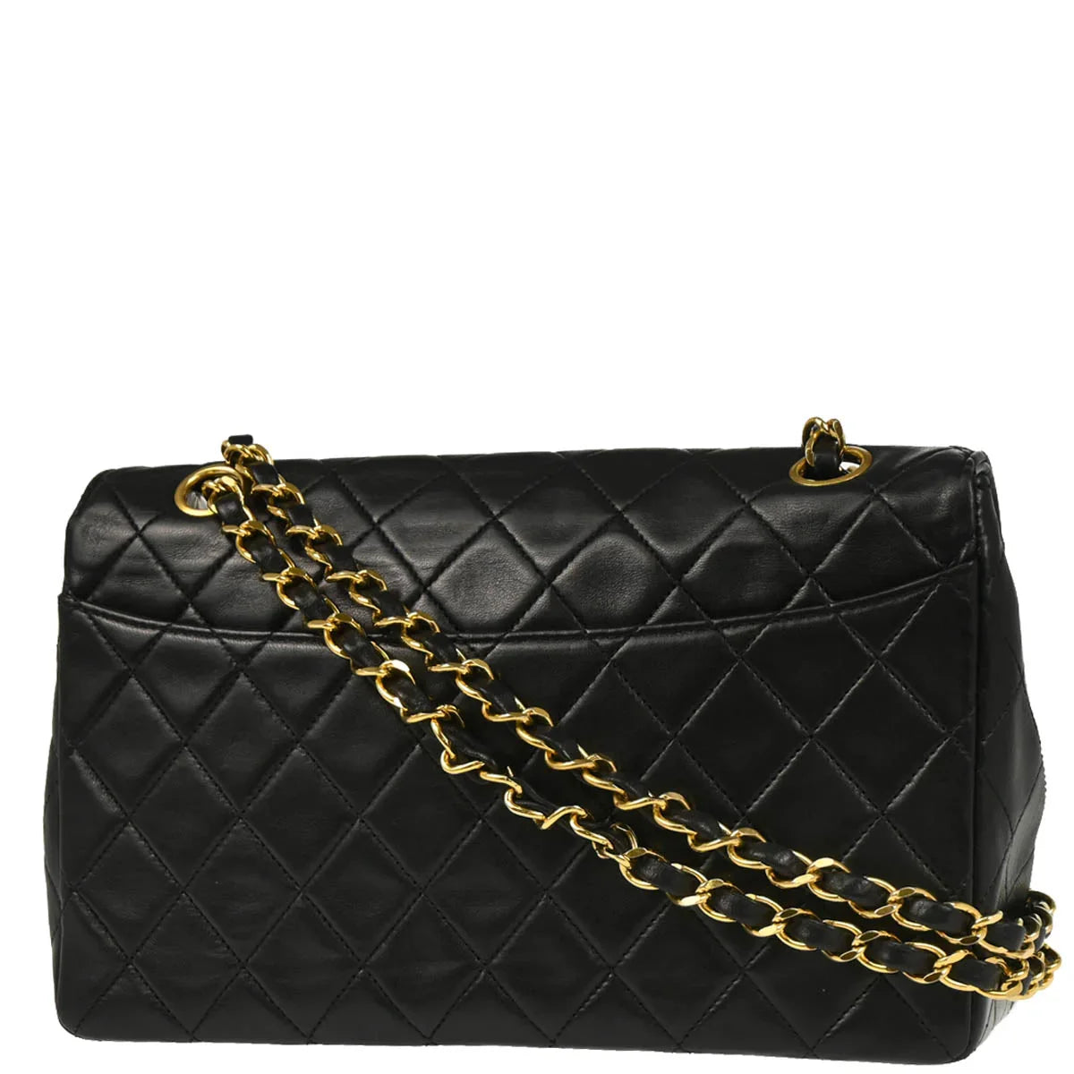 Chanel Black Lambskin Single Flap Shoulder Bag