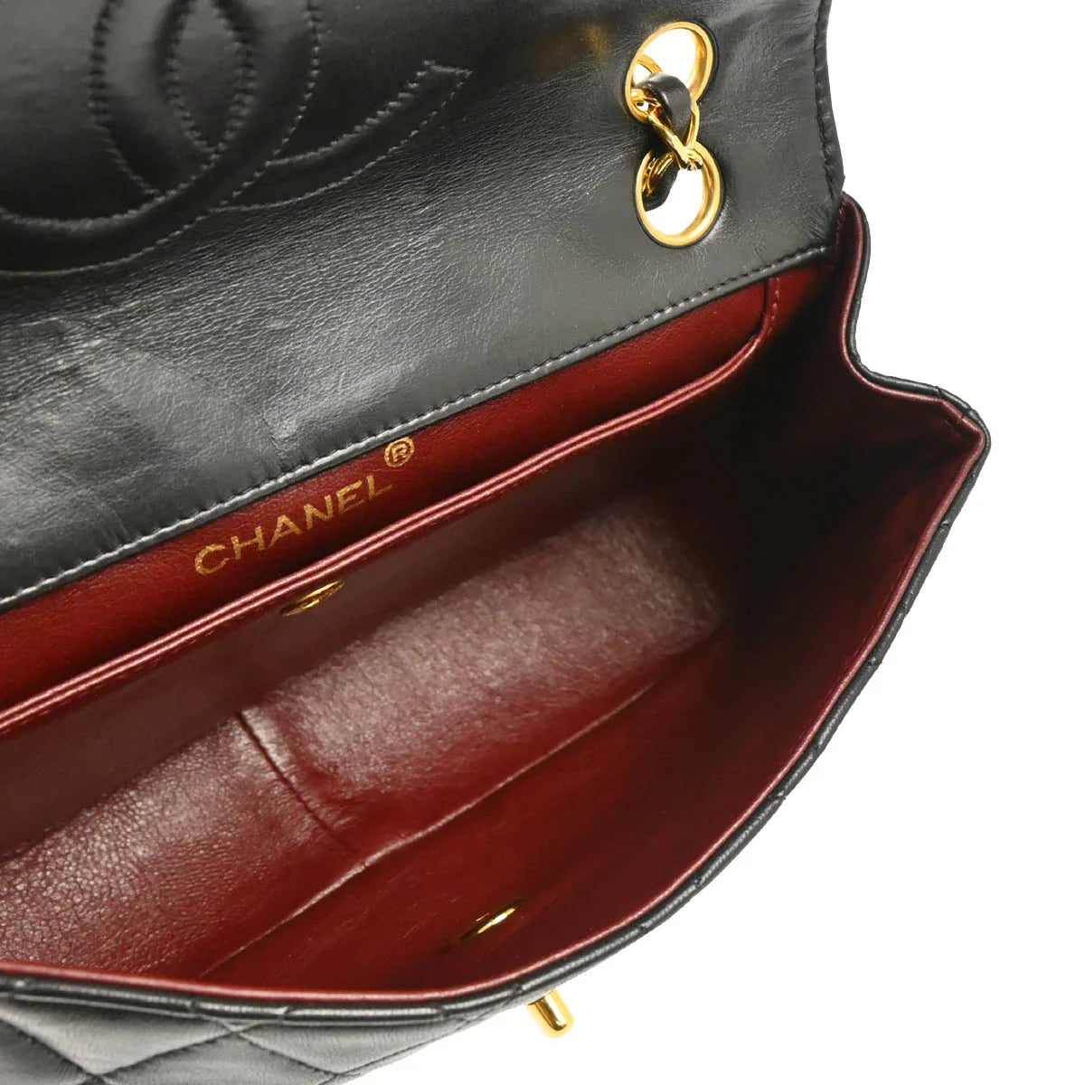 Chanel Black Lambskin Single Flap Shoulder Bag