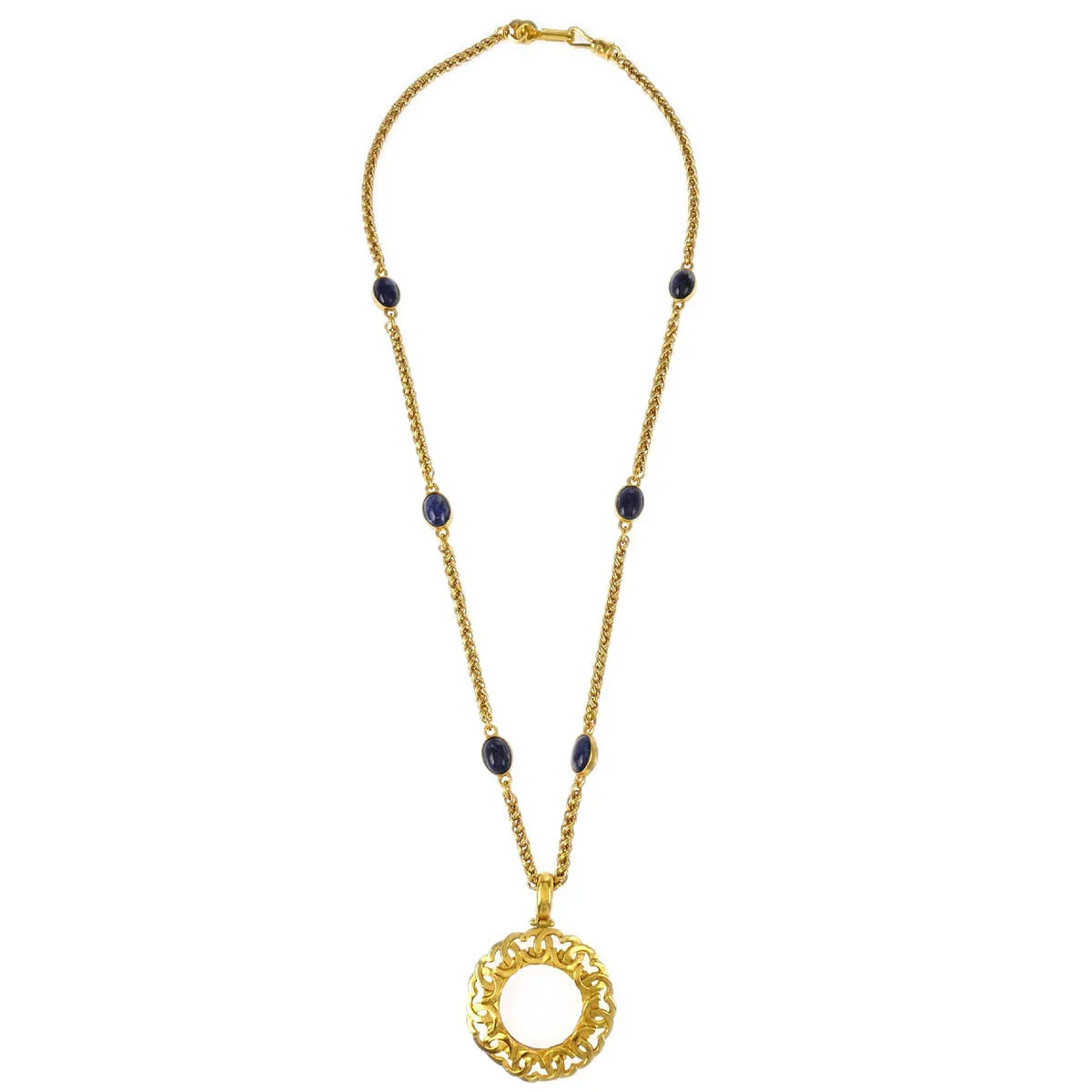 Chanel Loupe Chain Necklace Stone Gold 95A