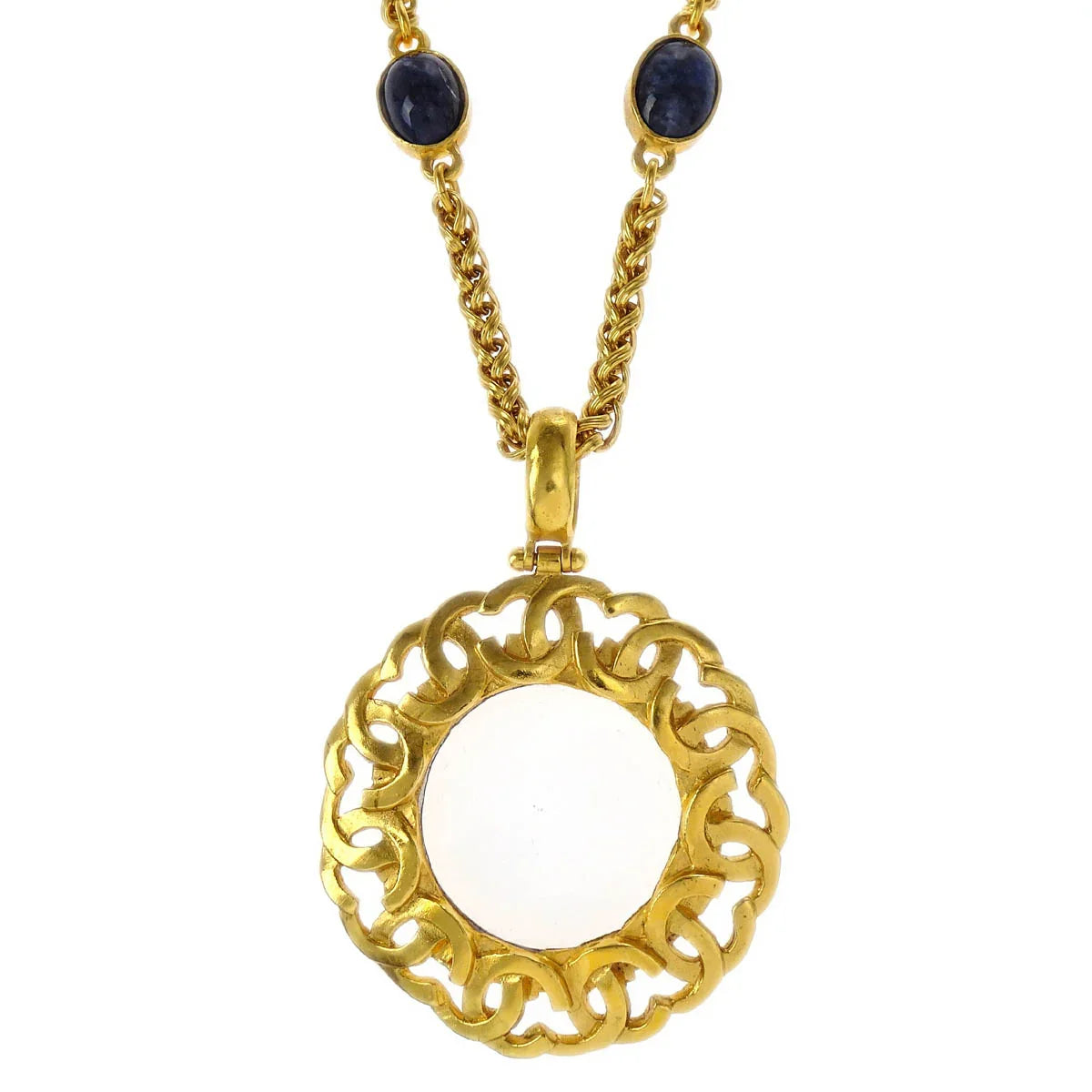 Chanel Loupe Chain Necklace Stone Gold 95A