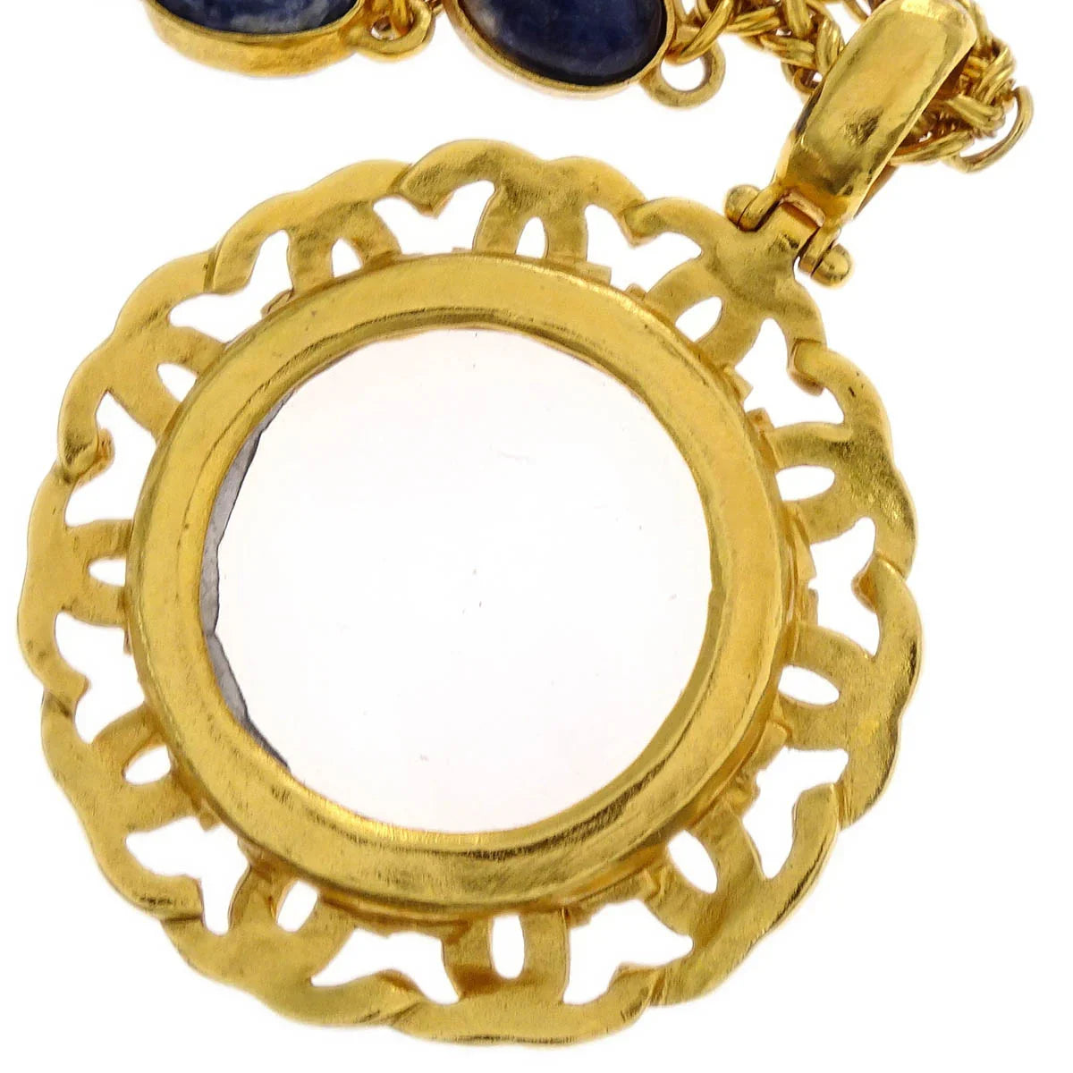 Chanel Loupe Chain Necklace Stone Gold 95A