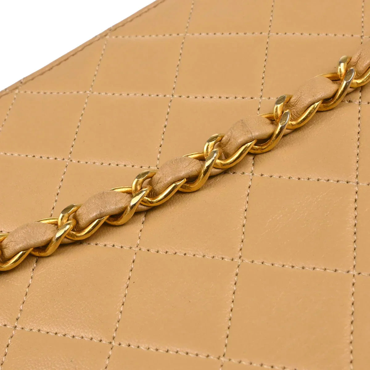 Chanel Beige Lambskin 2way Shoulder Handbag