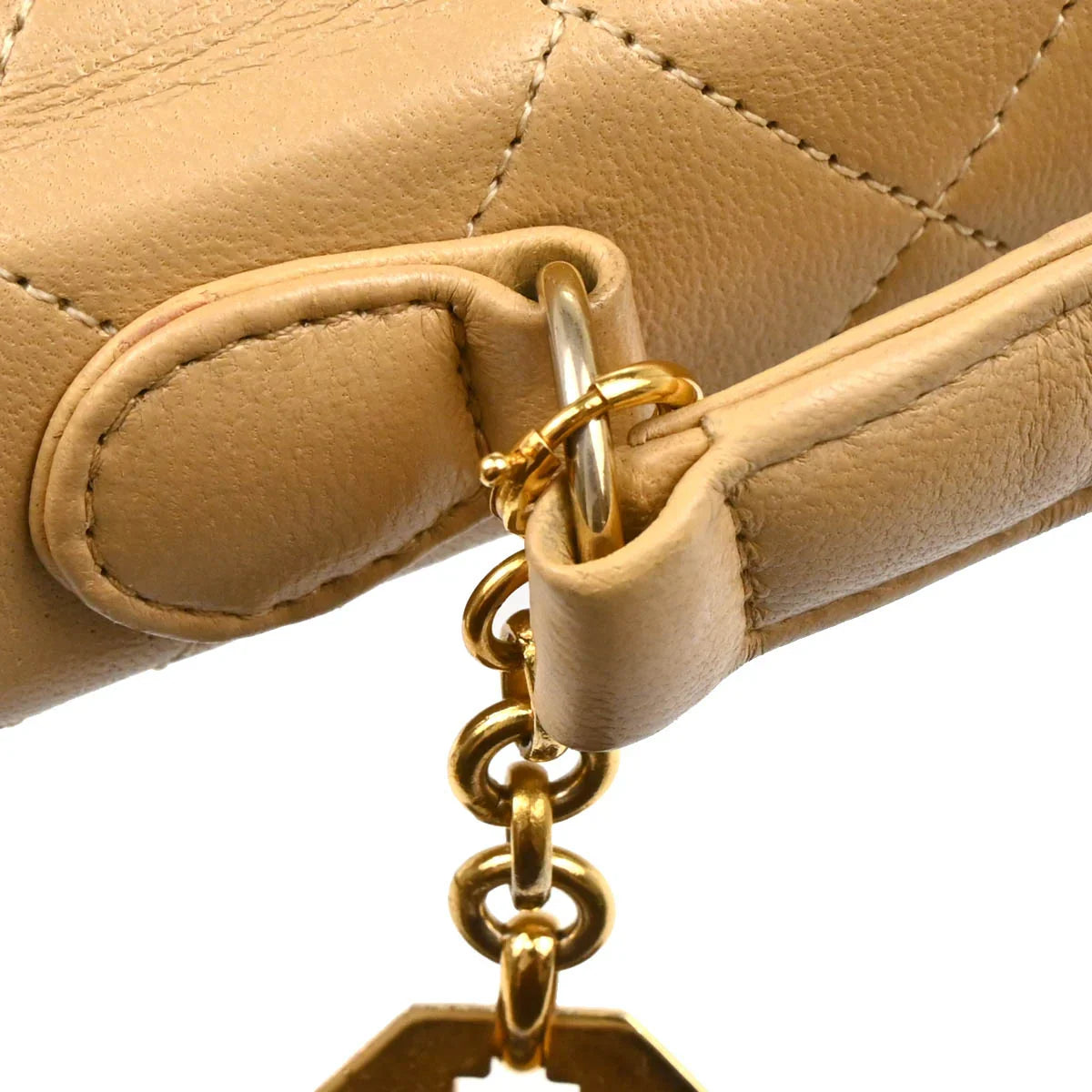 Chanel Beige Lambskin 2way Shoulder Handbag