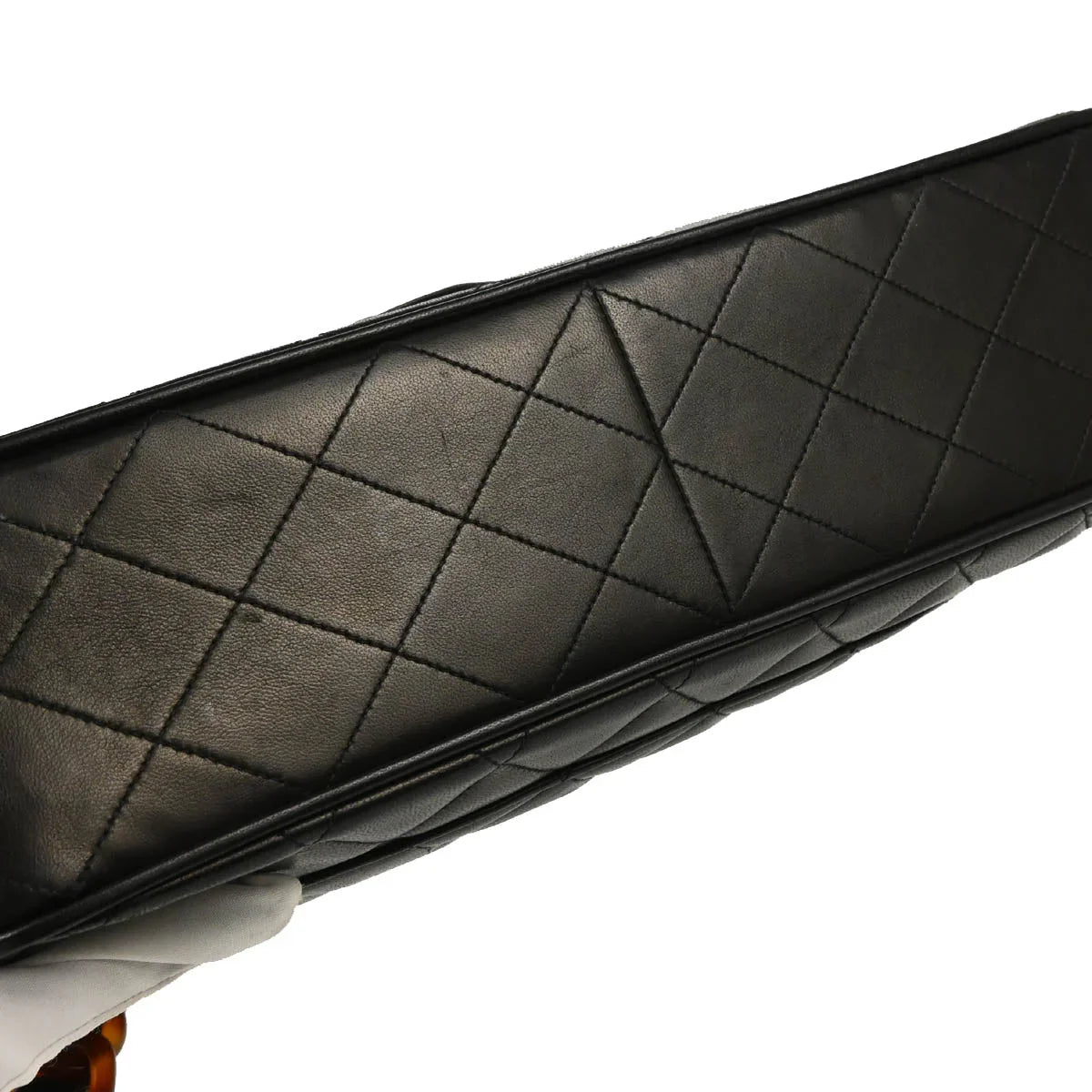 Chanel 1994-1996 Black Lambskin Jumbo Classic Flap Shoulder Bag