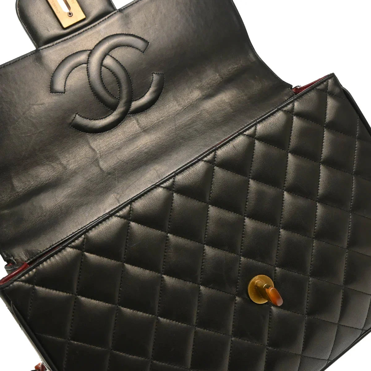Chanel 1994-1996 Black Lambskin Jumbo Classic Flap Shoulder Bag