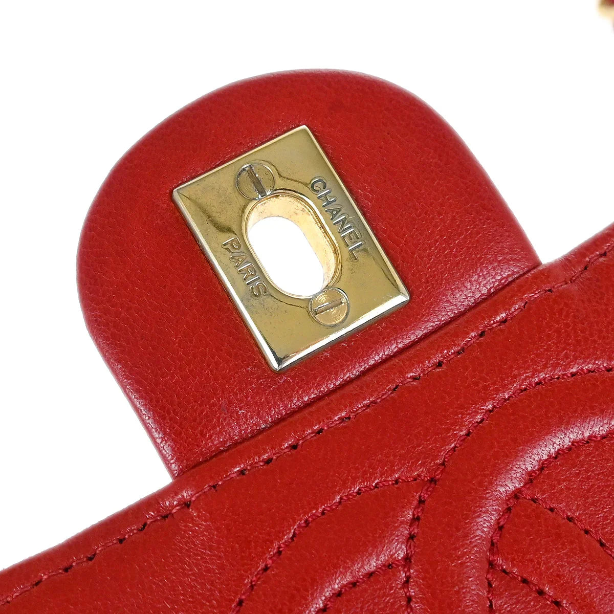 Chanel * Red Lizard Mini Classic Square Flap Shoulder Bag