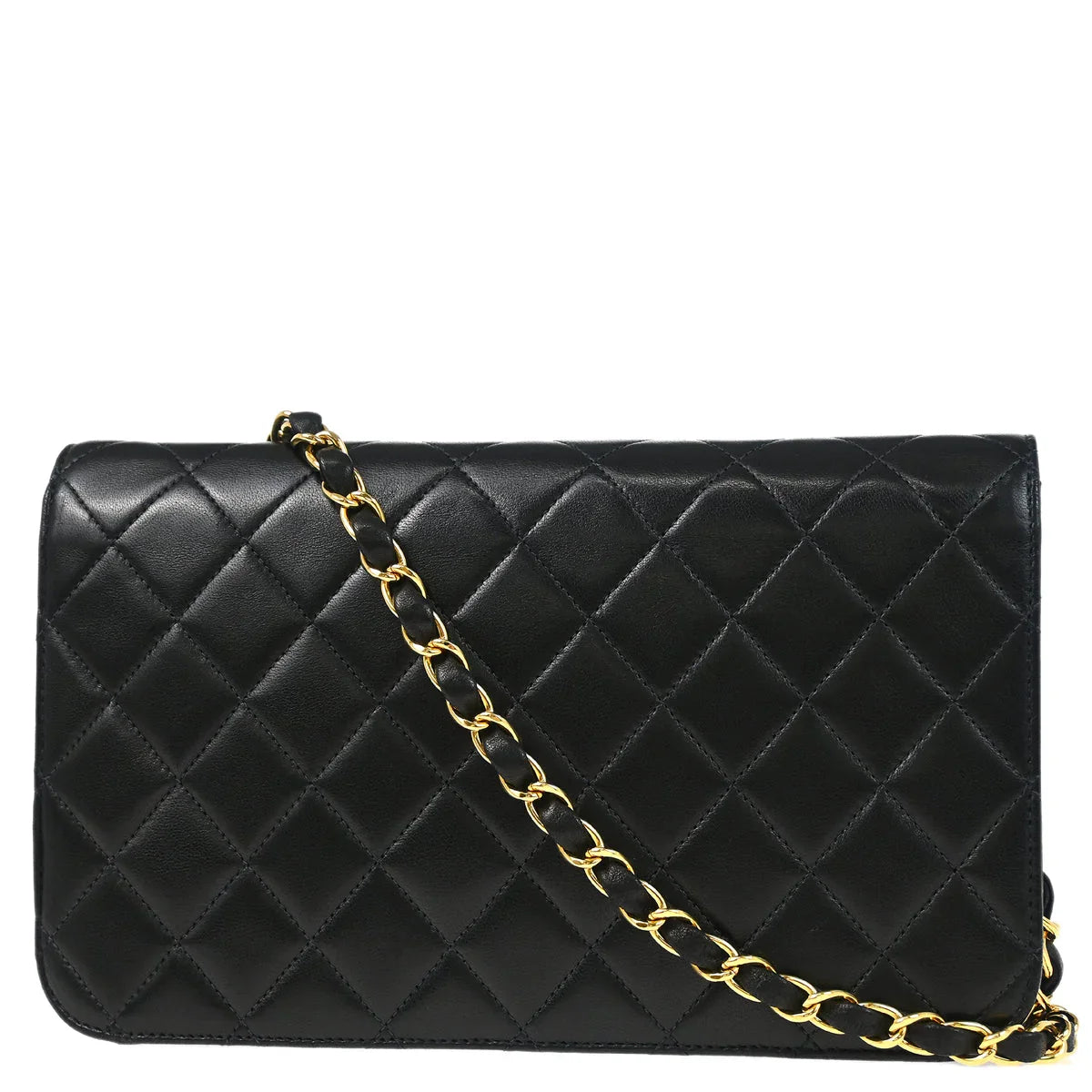 Chanel Black Lambskin Turnlock Small Full Flap Shoulder Bag
