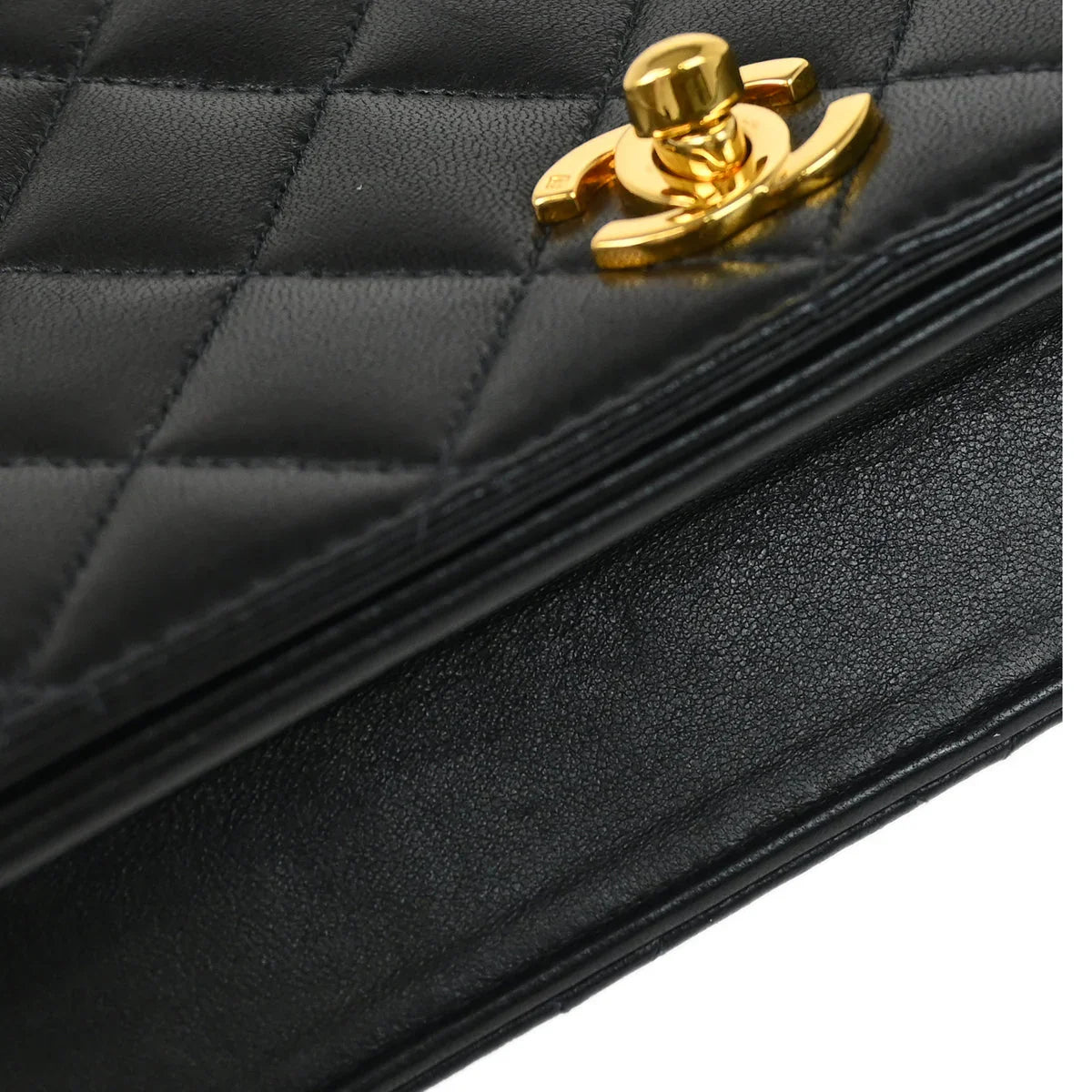 Chanel Black Lambskin Turnlock Small Full Flap Shoulder Bag