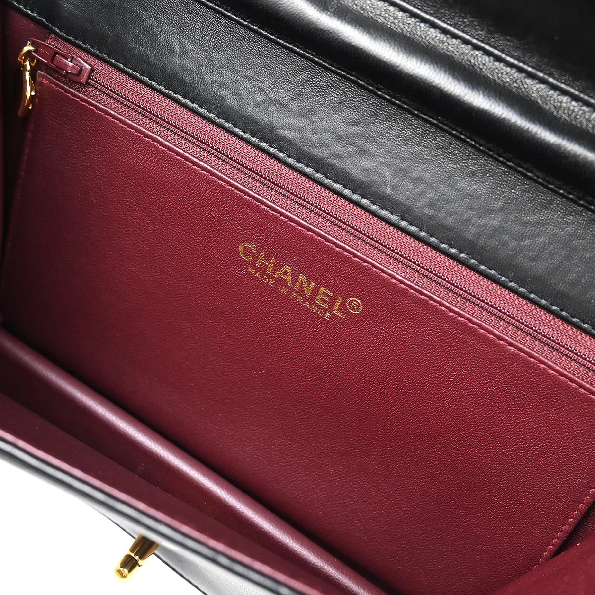 Chanel Black Lambskin Turnlock Small Full Flap Shoulder Bag