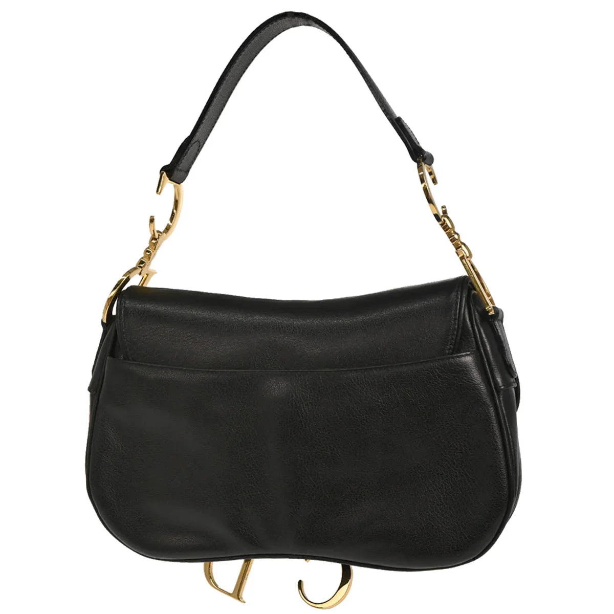 Christian Dior Black Leather Double Saddle Handbag