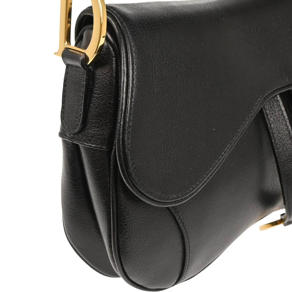 Christian Dior Black Leather Double Saddle Handbag