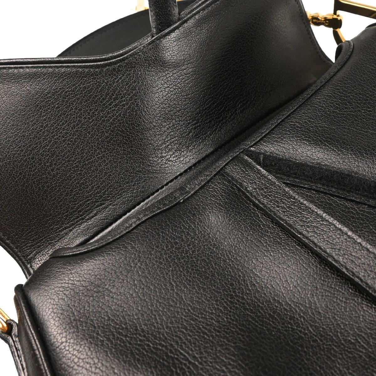 Christian Dior Black Leather Double Saddle Handbag