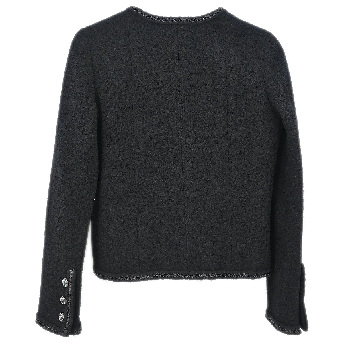 Chanel 2008 Little Black Line Single Breasted Collarless Jacket Black #36