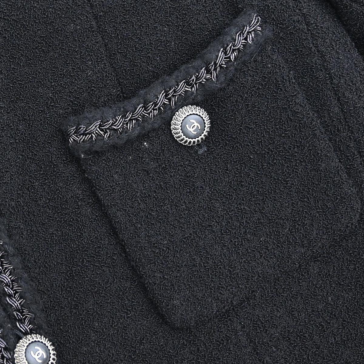 Chanel 2008 Little Black Line Single Breasted Collarless Jacket Black #36