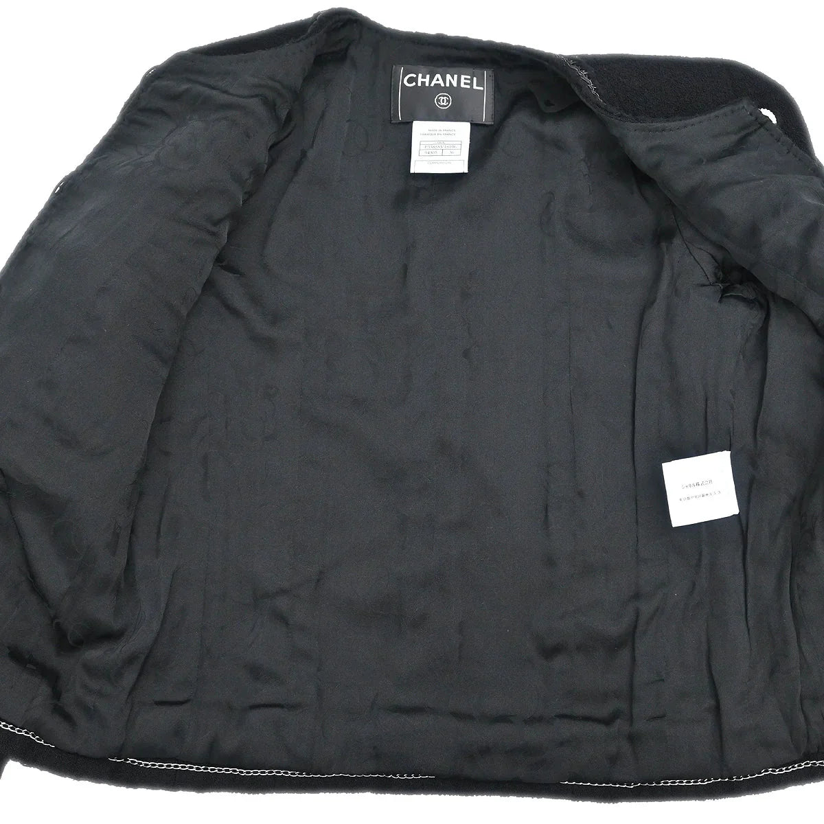 Chanel 2008 Little Black Line Single Breasted Collarless Jacket Black #36