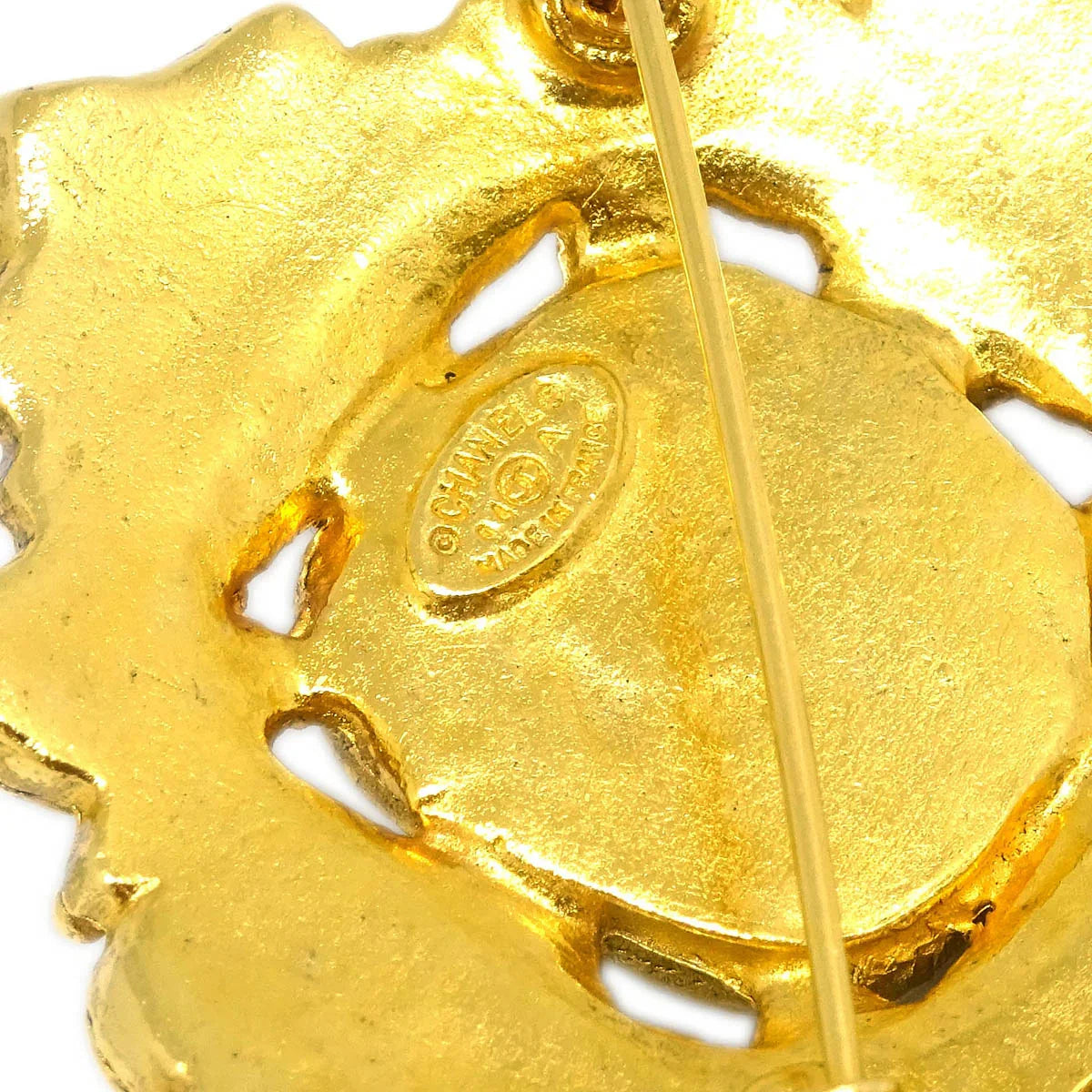 Chanel Gripoix Brooch Pin Gold Red Fringe 94A