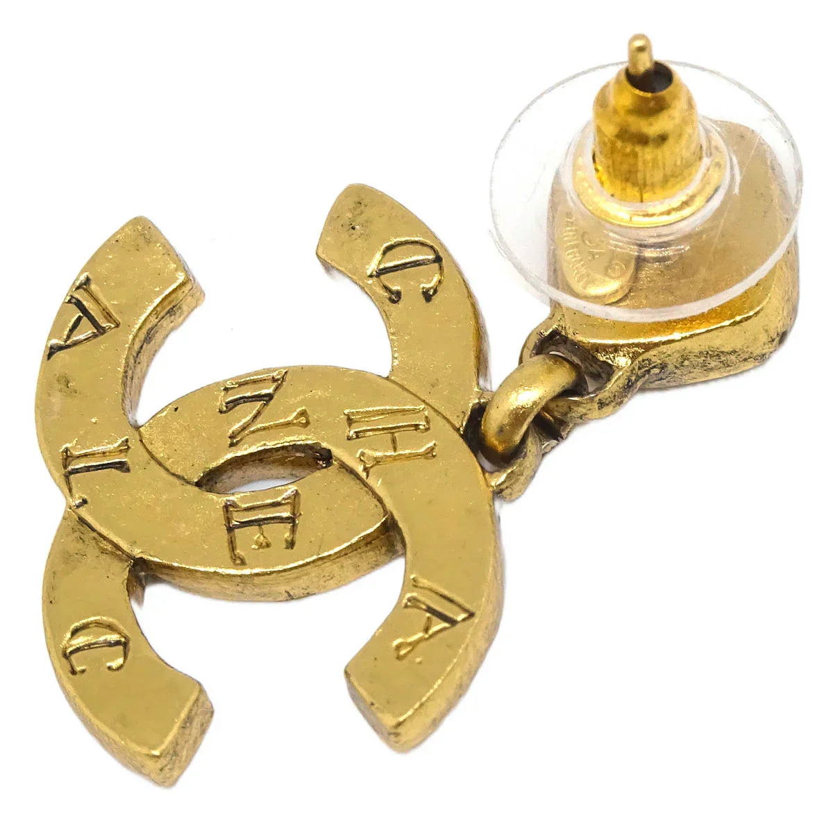 Chanel Dangle Piercing Earrings Gold 99A