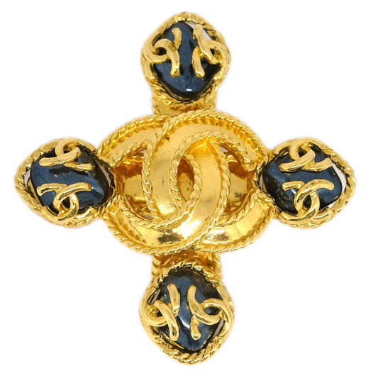 Chanel Brooch Pin Gold Cross Stone 95A
