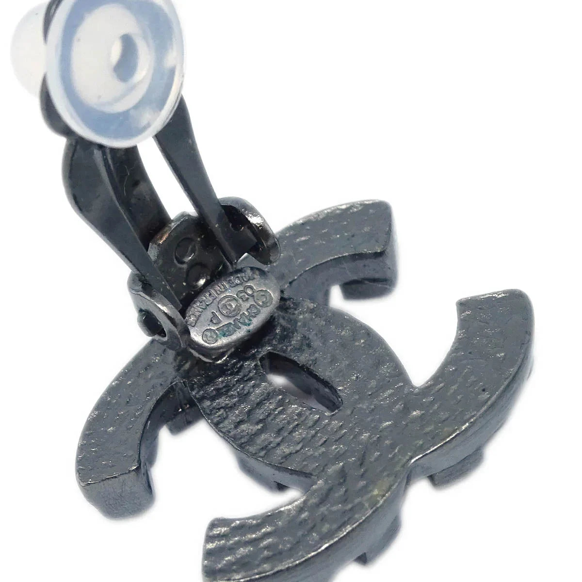 Chanel CC Earrings Clip-On Silver 03P