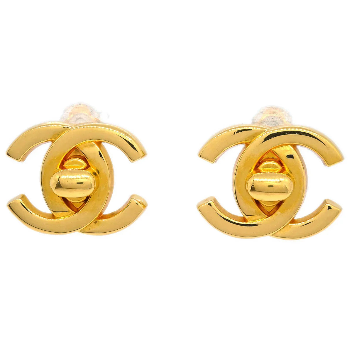 Chanel CC Turnlock Earrings Clip-On Gold Small 95A
