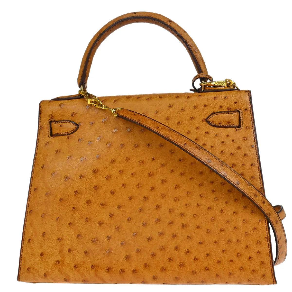 Hermes * Chestnut Ostrich Kelly 28 Sellier 2way Shoulder Handbag