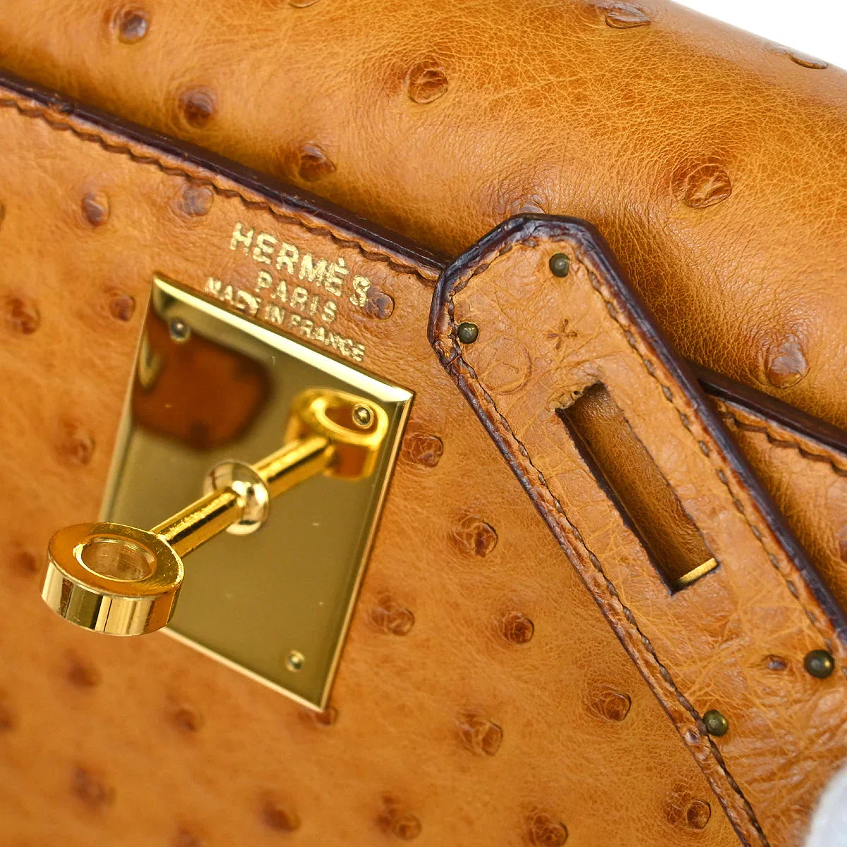 Hermes * Chestnut Ostrich Kelly 28 Sellier 2way Shoulder Handbag