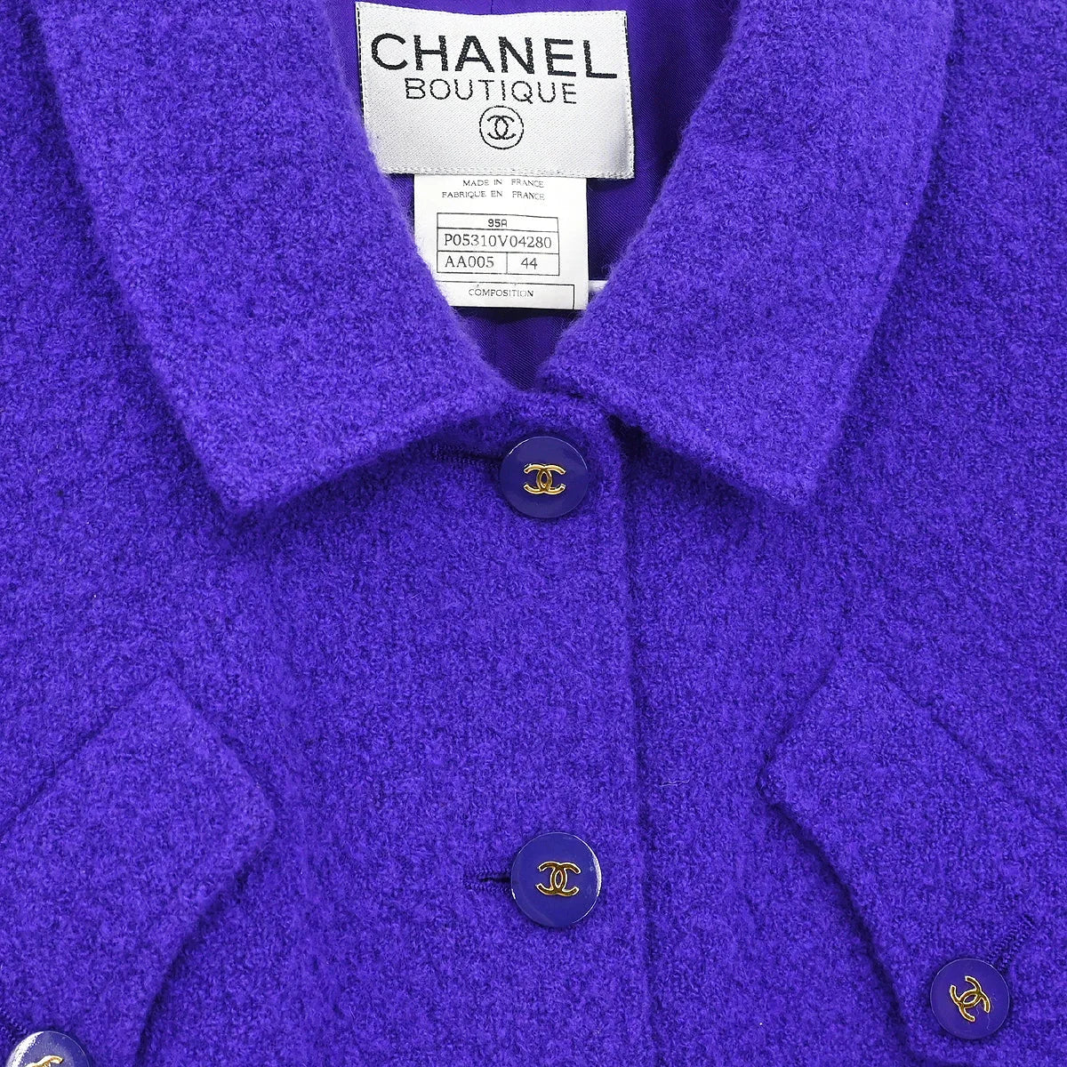 Chanel 1995 Single Breasted Jacket Purple #44