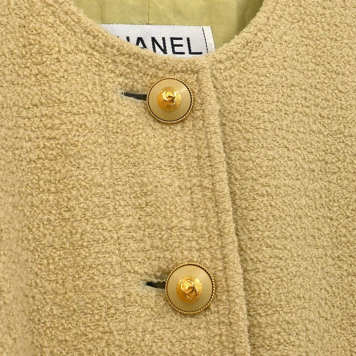 Chanel Collarless Jacket Beige