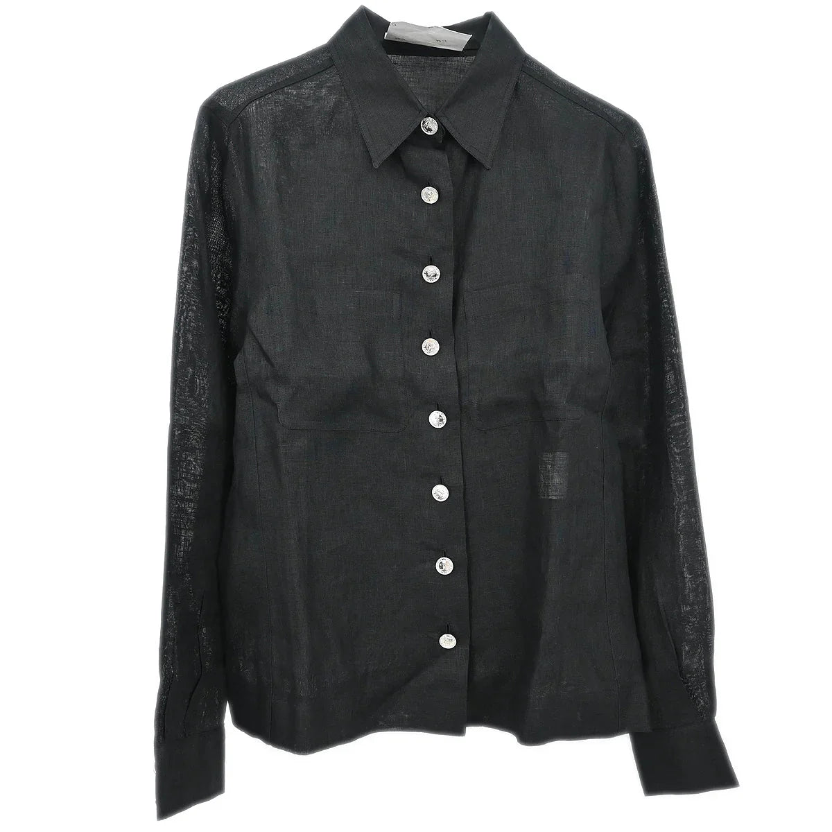 Chanel Blouse Sheer Shirt Black #40