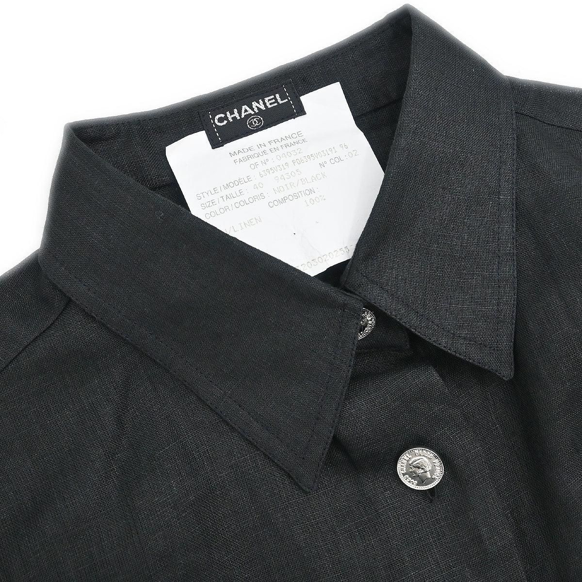 Chanel Blouse Sheer Shirt Black #40
