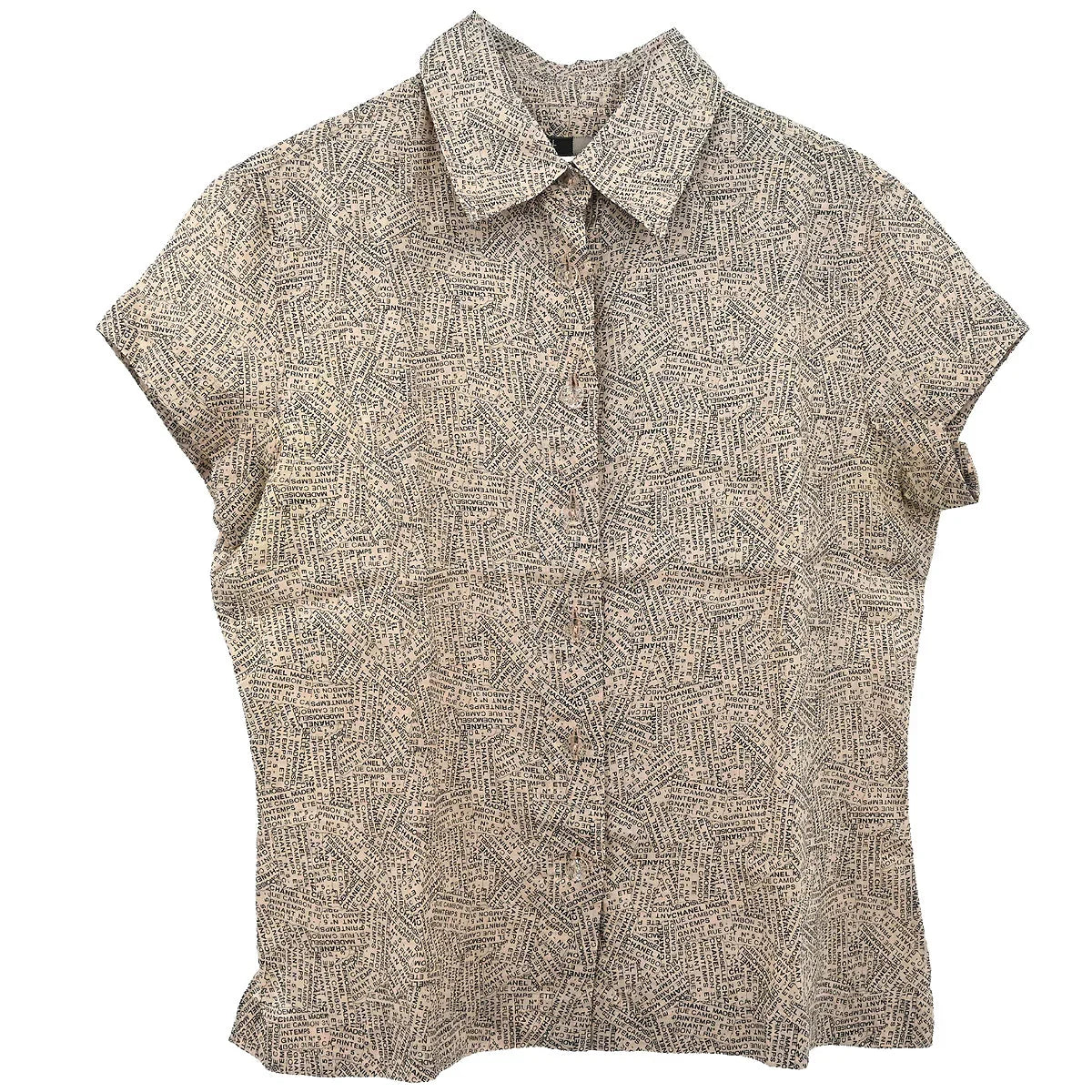 Chanel 1999 Short Sleeve Blouse Shirt Top Beige #38