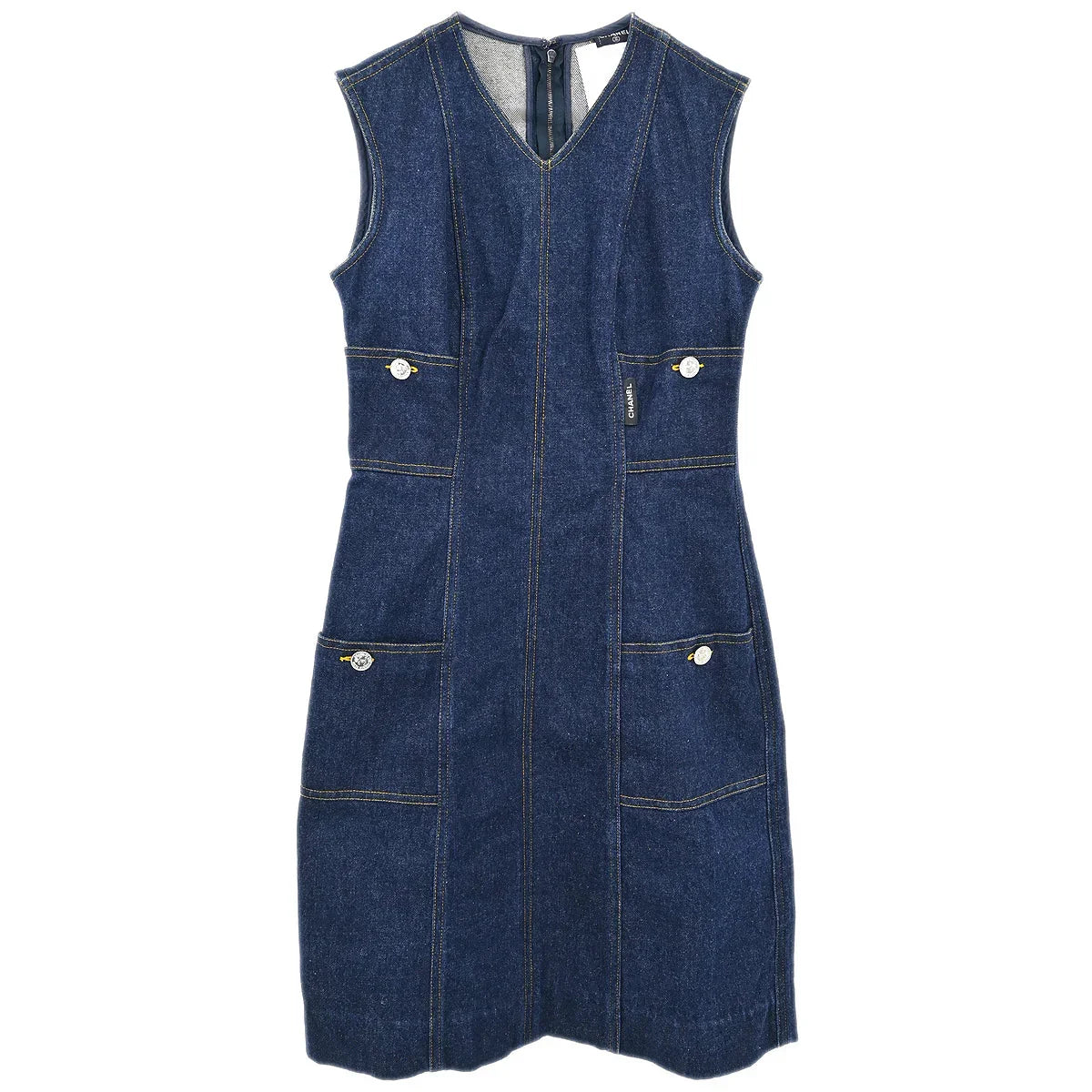 Chanel Denim Sleeveless Dress Indigo #36