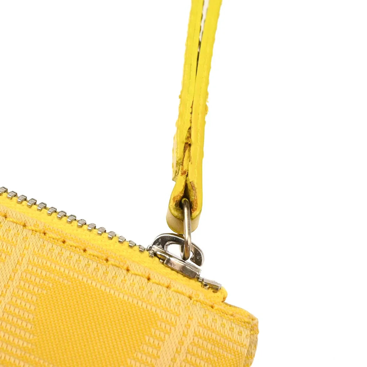 Chanel Yellow Jacquard Nylon Travel Line Clutch Bag