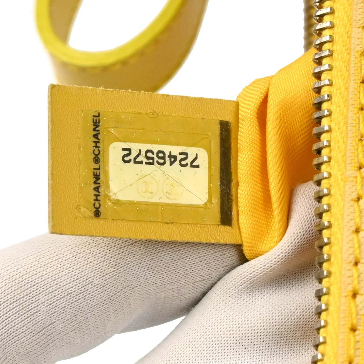 Chanel Yellow Jacquard Nylon Travel Line Clutch Bag