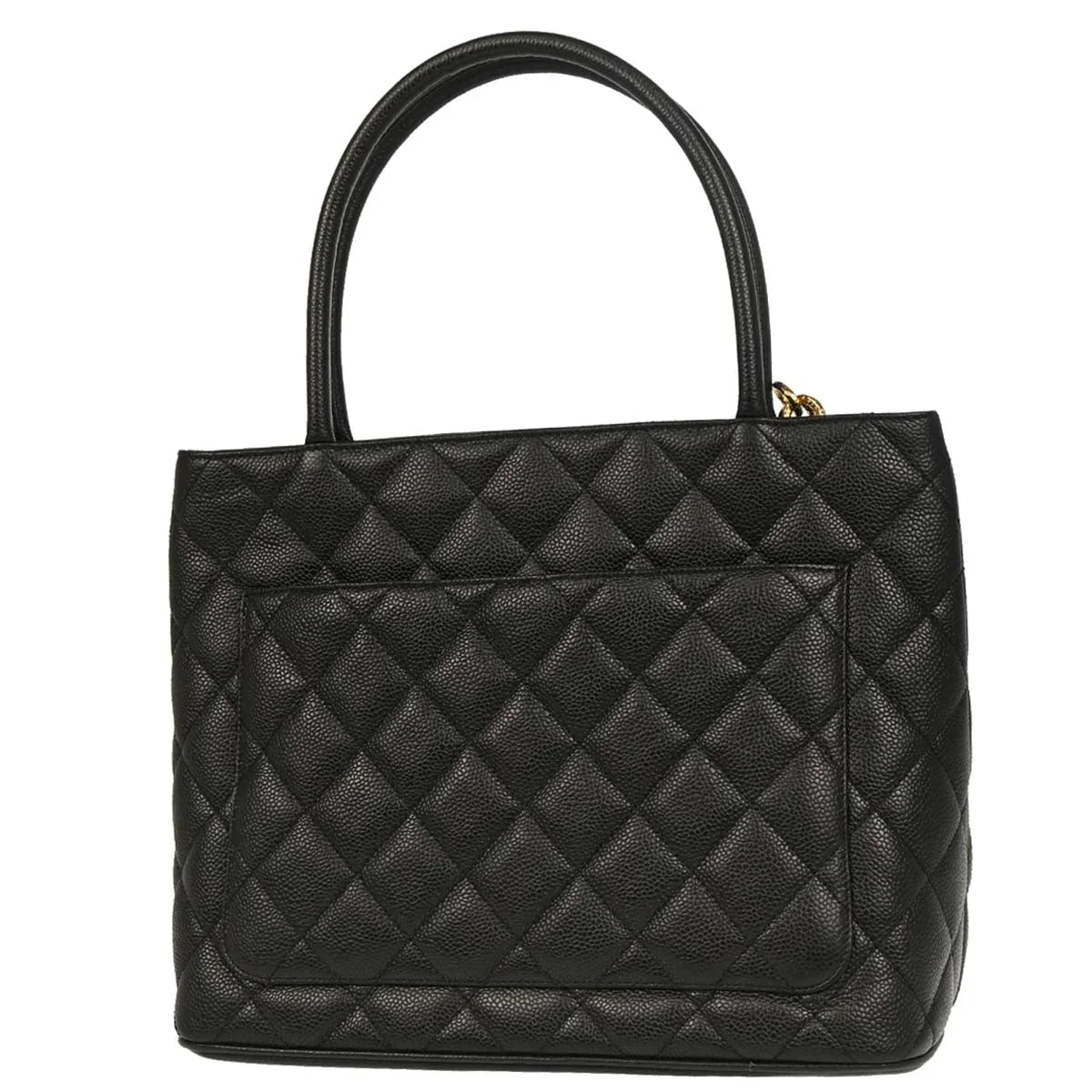 Chanel Black Caviar Medallion Tote Handbag
