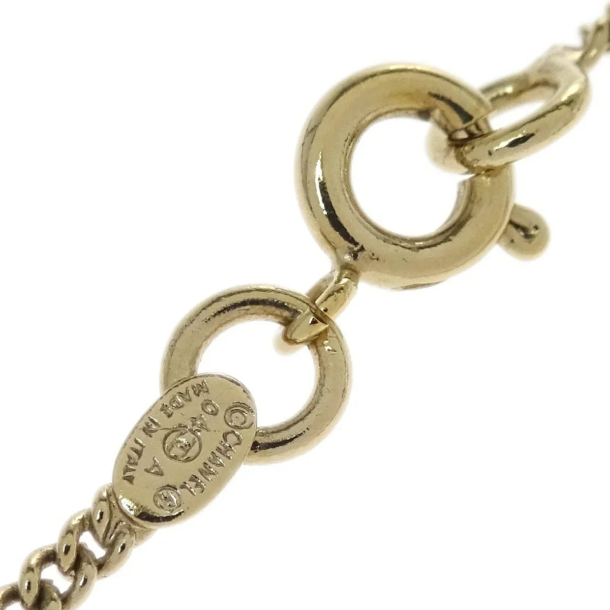 Chanel CC Chain Pendant Necklace Rhinestone Gold 04A